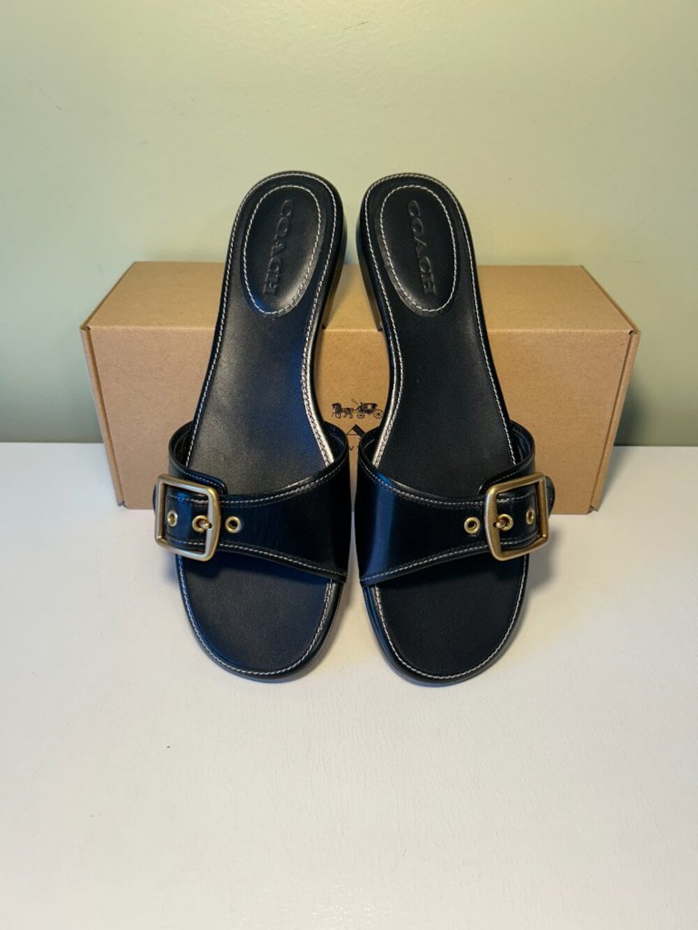 Coach Women's Margot Leather Flat Sandal